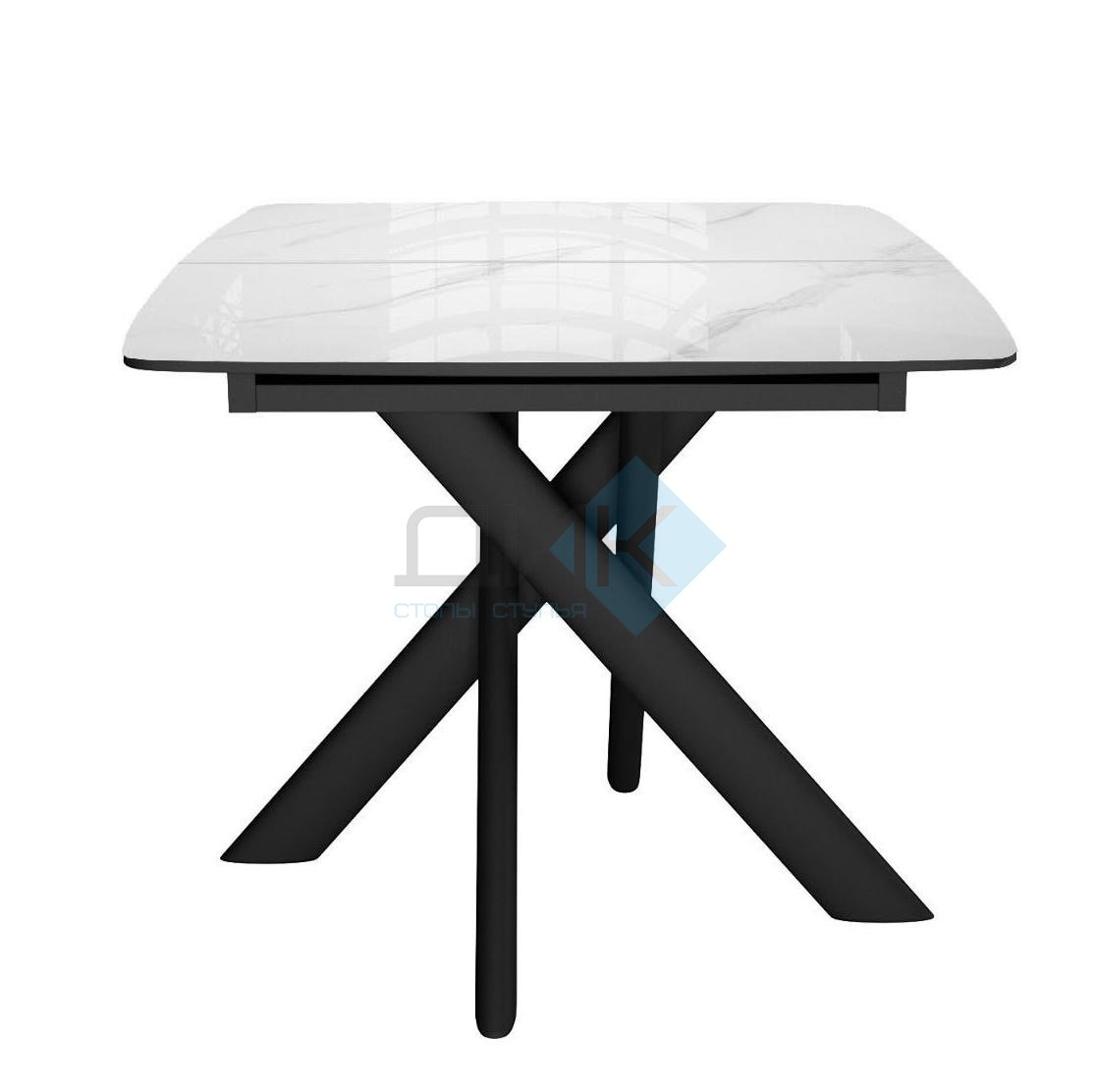 Стол DikLine DKB110, Керамика Carrara Gloss (мрамор глянец белый)/подстолье черное/опоры черные