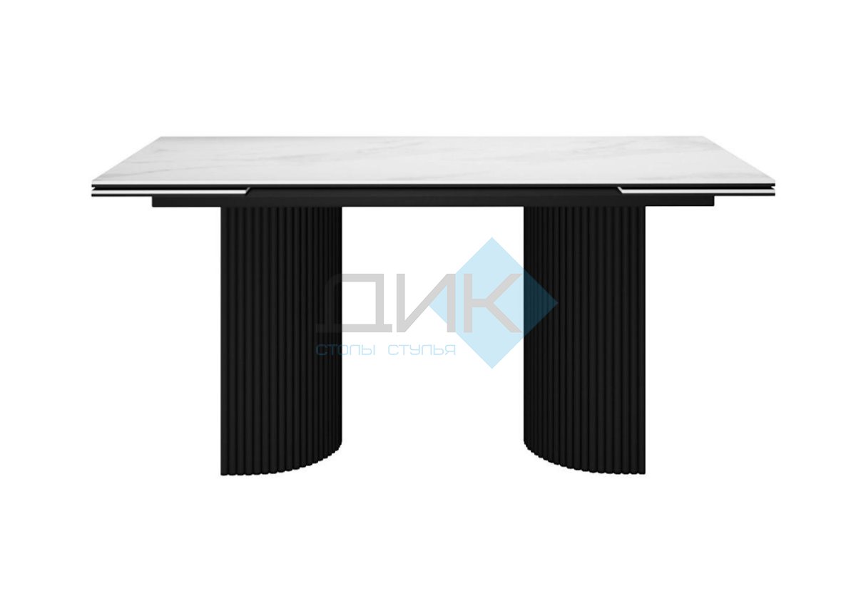 Стол DikLine IKD160 Керамика Carrara Gloss (мрамор глянец белый)/подстолье черное (2 уп.)