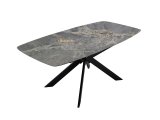 Стол DikLine BK140 керамика Nebula Gold (мрамор глянец серый), подстолье черное, опоры черные