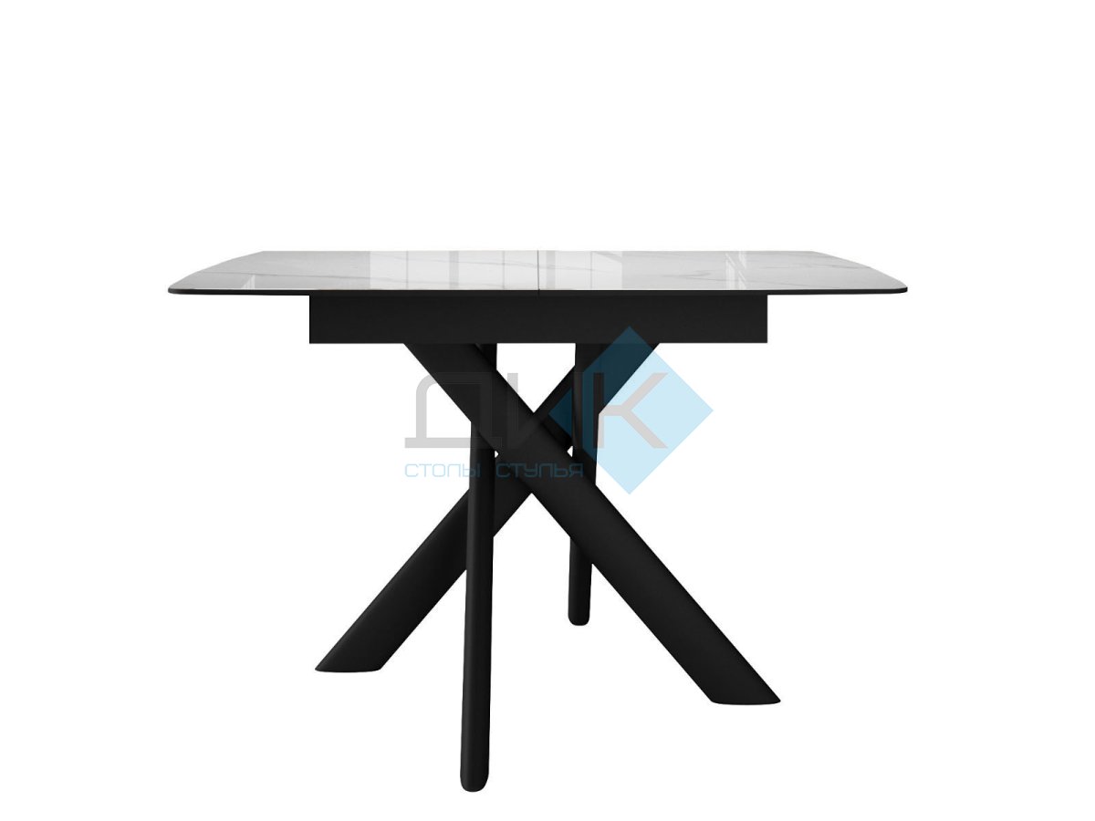 Стол DikLine DKB110, Керамика Carrara Gloss (мрамор глянец белый)/подстолье черное/опоры черные