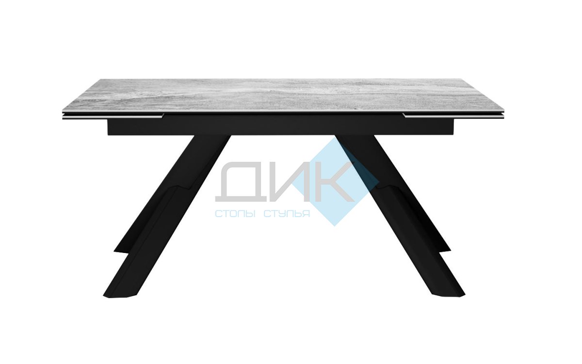 Стол DikLine KX160 керамика серый мрамор C31 глянец/опоры черные (2 уп)