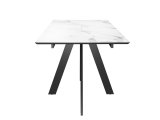 Стол DikLine DKD140, керамика 140(180)х80, мрамор белый матовый, опоры черные (2 уп.)