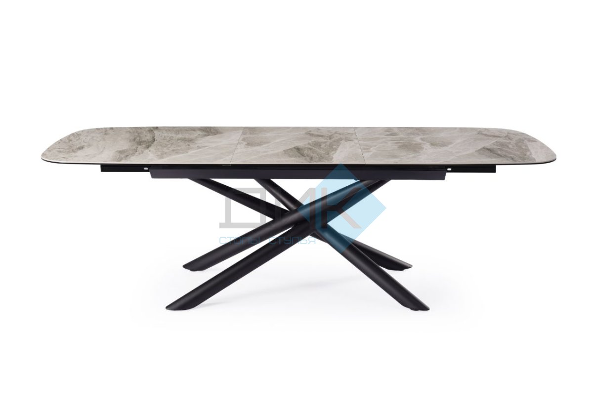 Стол DikLine KE180 керамика серый мрамор С21 глянец/опоры черные) (2 уп)