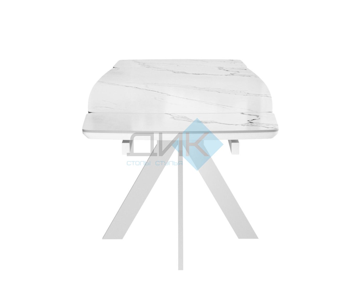 Стол DikLine DKU120 Керамика Белый мрамор/подстолье белое/опоры белые (2 уп.)