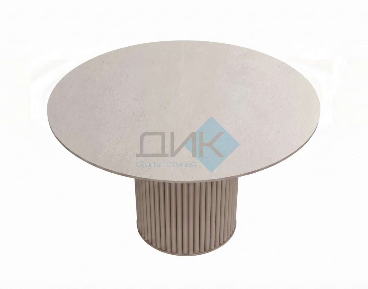 Стол DikLine AKR120 Керамика Krater Perla (бежевый матовый)/подстолье капучино/опоры капучино (2 уп.)