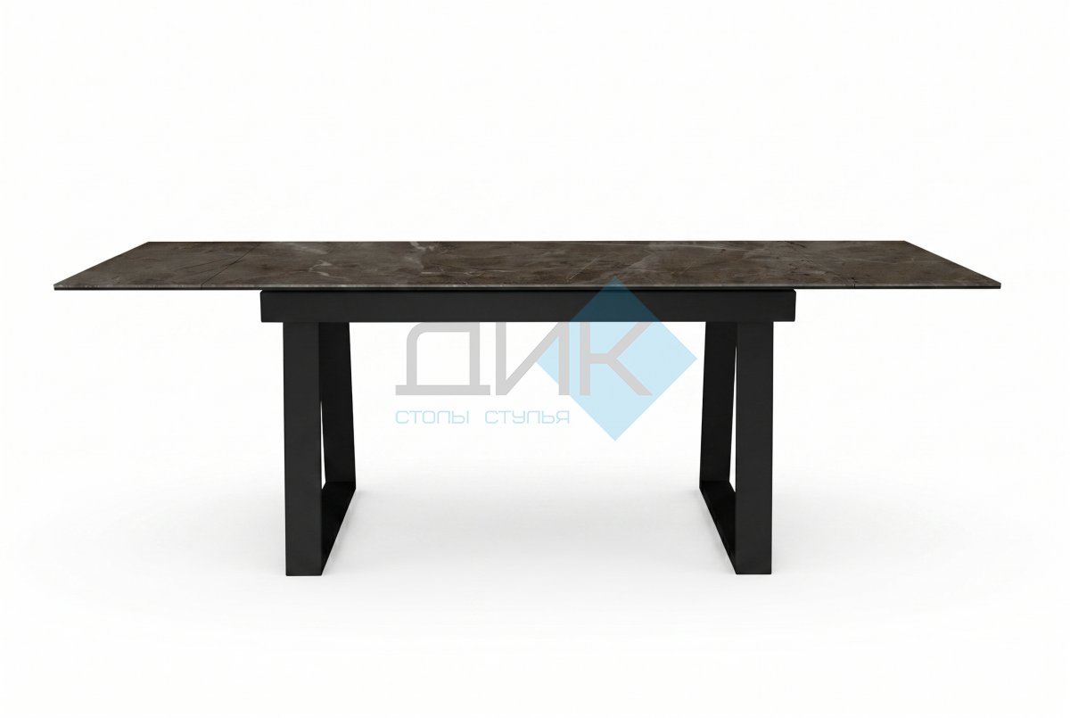 Стол DikLine DKZ160 Керамика Tundra Gris (темно-серый суперглянец)/подстолье черное/опоры черные (2 уп.)