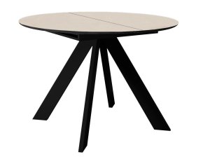 Стол DikLine SKC100 d1000 Керамика Krater Perla (бежевый матовый)/подстолье черное/опоры черные