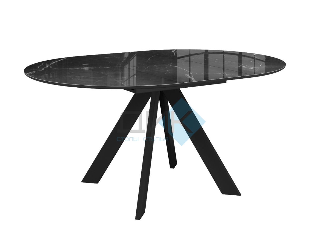 Стол DikLine SFC100 d1000 стекло Оптивайт Черный мрамор/подстолье черное