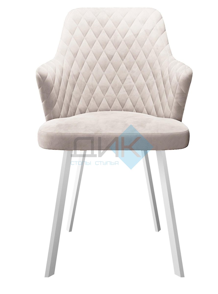 Стул DikLine 245 поворотный, C103 крем, ножки белые