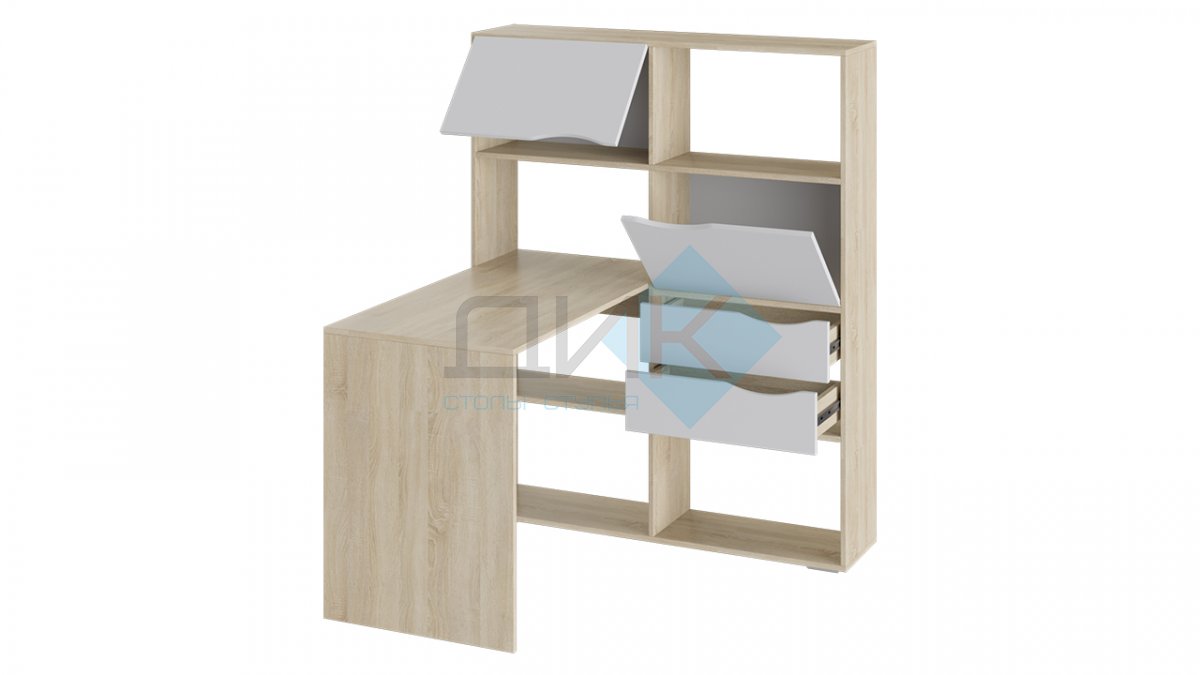 Стол письменный угловой тип 7 (Дуб Сонома/белый ясень)