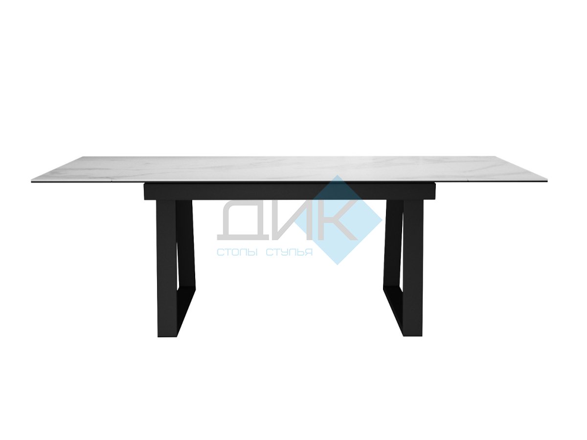 Стол DikLine DKZ160 Керамика Tianshan White (белый полуглянец)/подстолье черное/опоры черные (2 уп.)