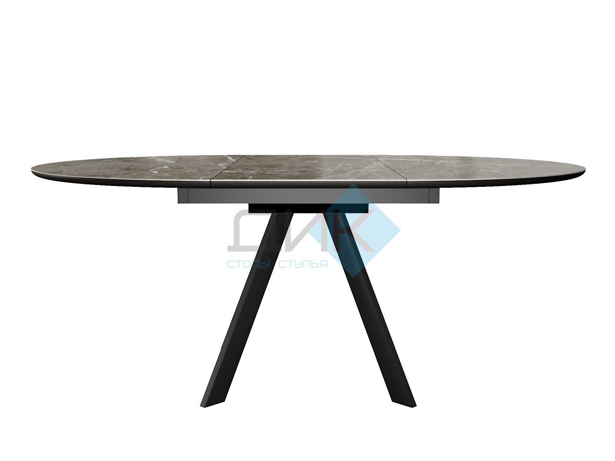 Стол DikLine SKC120 d1200 Керамика Tundra Gris (темно-серый суперглянец)/подстолье черное/опоры черные