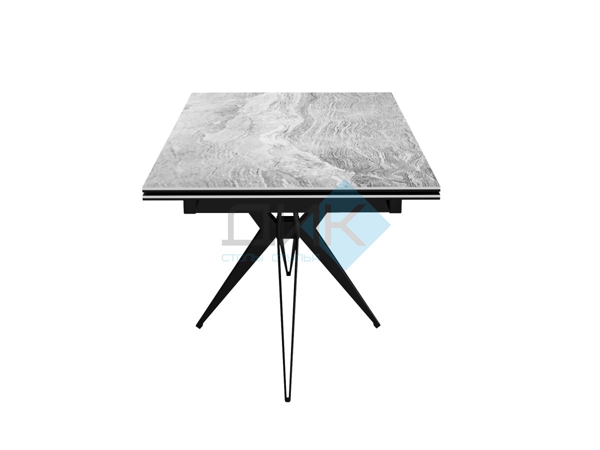Стол DikLine KW160 керамика серый мрамор С31 глянец/опоры черные (2 уп.)