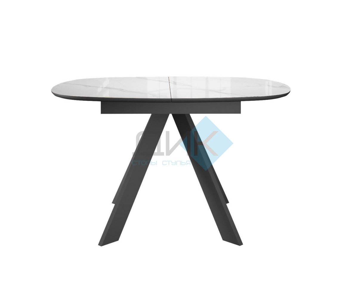 Стол DikLine BK100 Керамика Carrara Gloss (мрамор глянец белый)/подстолье черное/опоры черные
