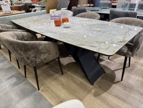 Стол DikLine SKY220 Керамика Titanium Silver River Polished Образец в салоне ТЦ Авиапарк