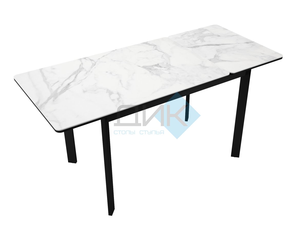 Стол DikLine LK110 Керамика Белый мрамор/подстолье черное/опоры черные