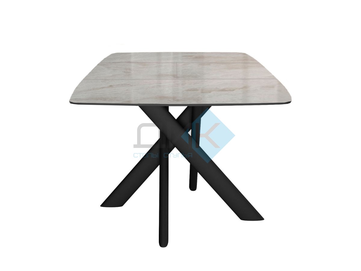 Стол DikLine DKB110, Керамика Italian Grey (глянец серый)/подстолье черное/опоры черные
