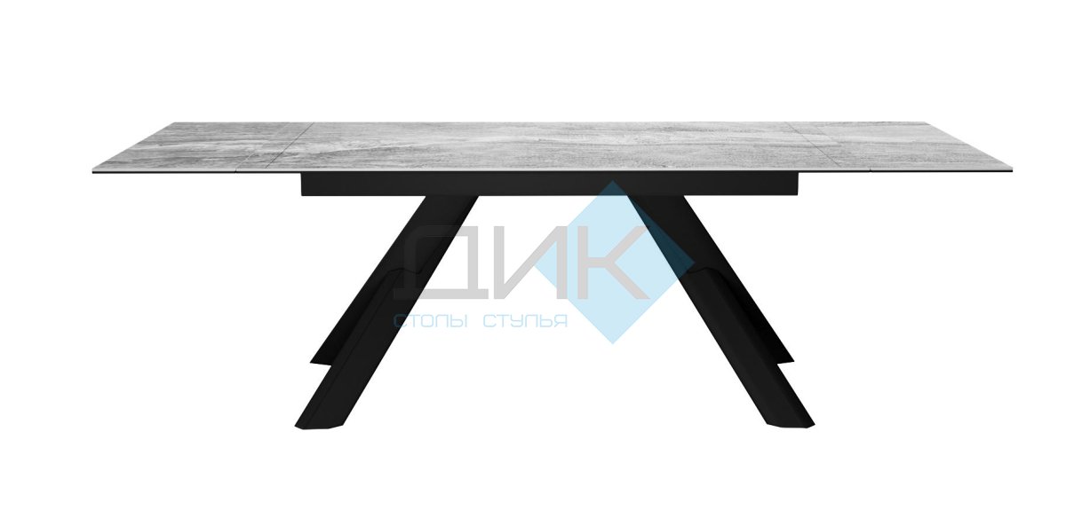 Стол DikLine KX160 керамика серый мрамор C31 глянец/опоры черные (2 уп)