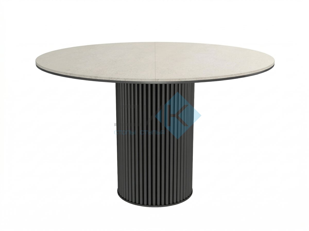 Стол DikLine AKRR120 Керамика Krater Perla (бежевый матовый)/подстолье черное/опоры черные (2 уп.)