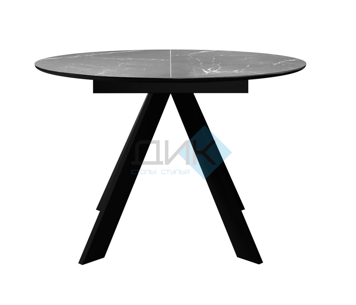 Стол DikLine SKC90 d900 Керамика Серый мрамор/подстолье черное/опоры черные