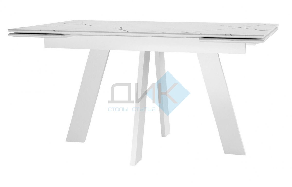 Стол DikLine SKM140 Керамика Белый мрамор/подстолье белое/опоры белые (2 уп.)