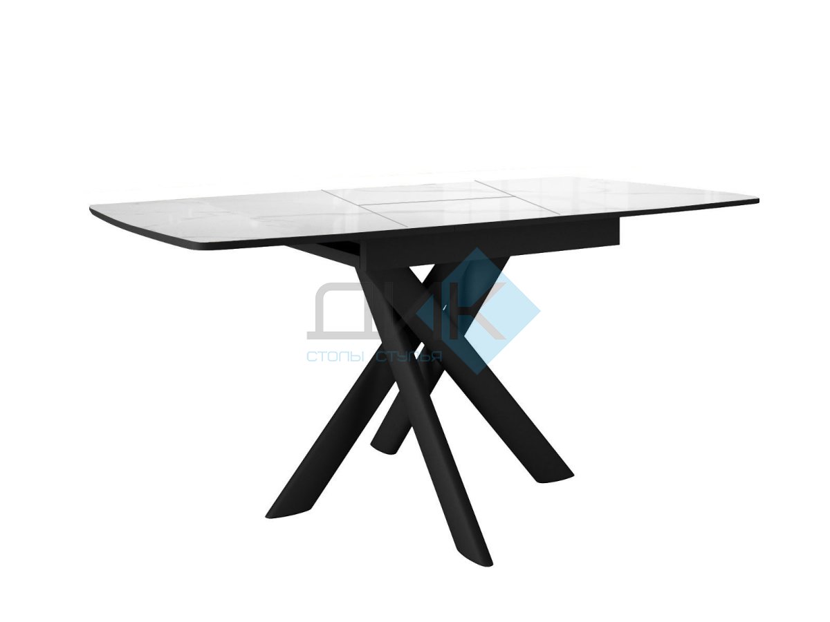 Стол DikLine DKB110, Керамика Carrara Gloss (мрамор глянец белый)/подстолье черное/опоры черные