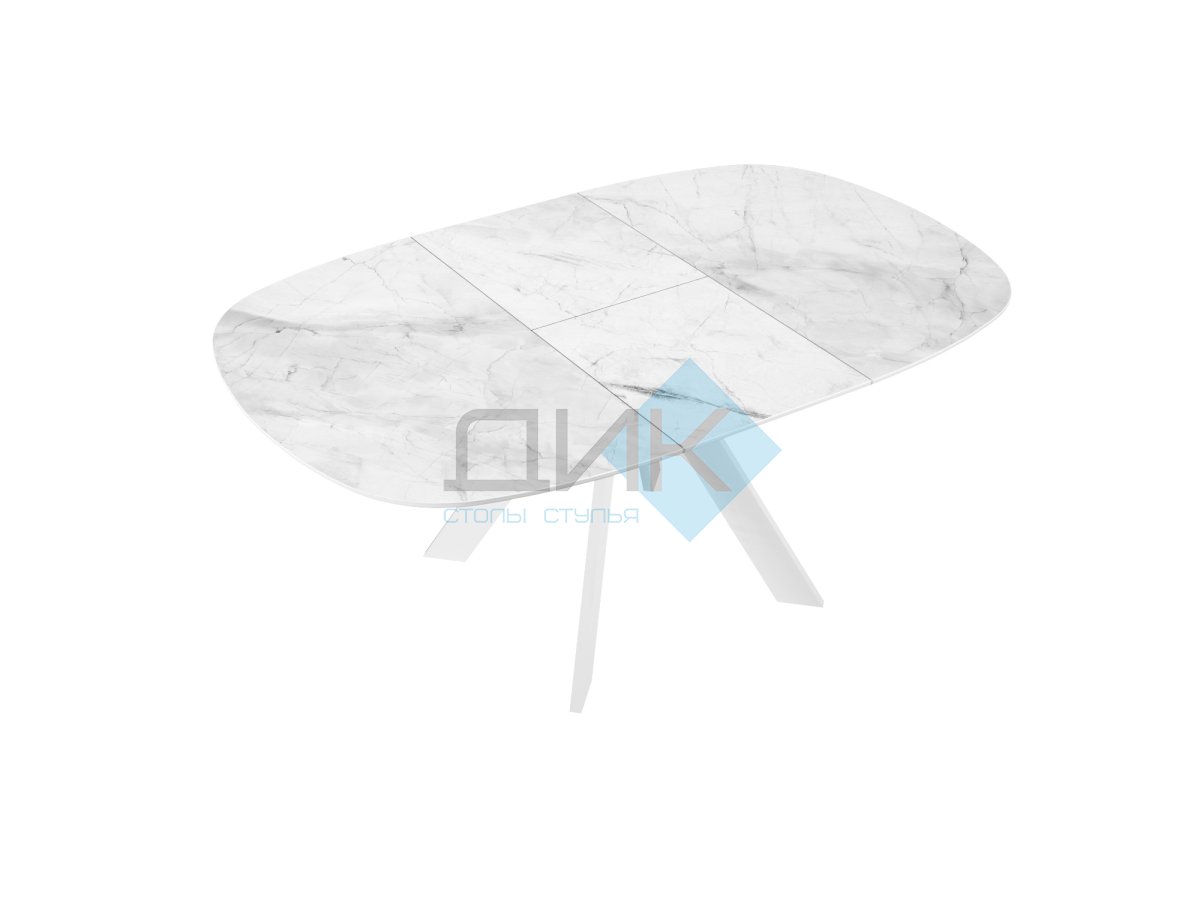 Стол DikLine BK100 Керамика Белый мрамор/подстолье белое/опоры белые