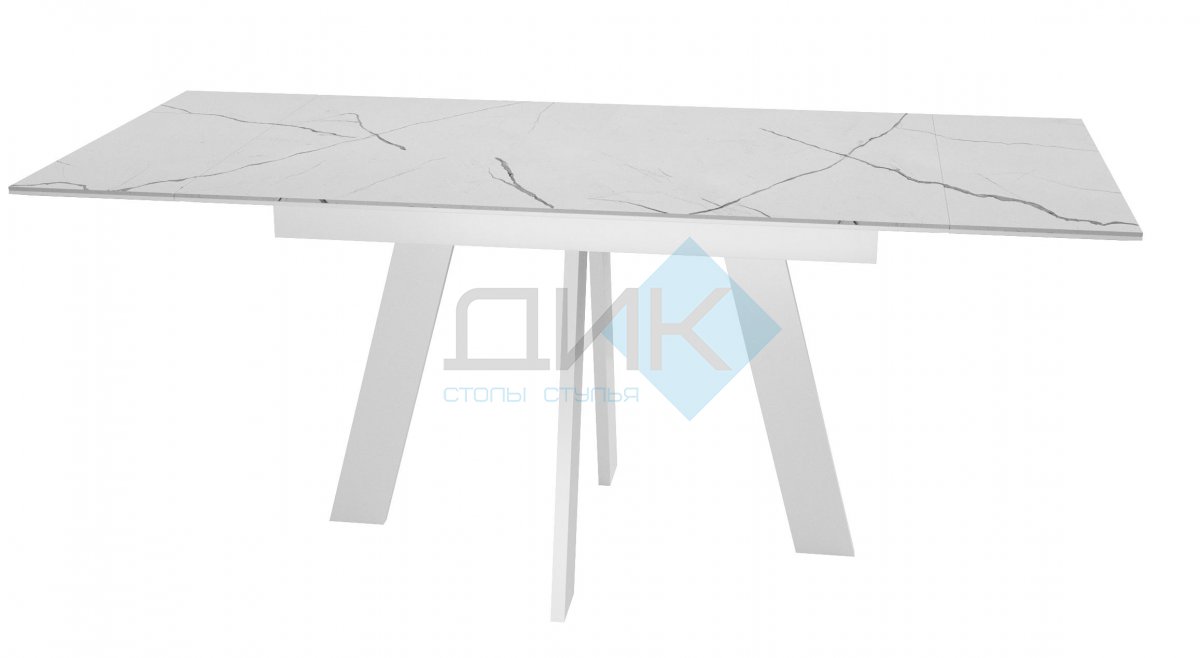 Стол DikLine SKM120 Керамика Белый мрамор/подстолье белое/опоры белые (2 уп.)