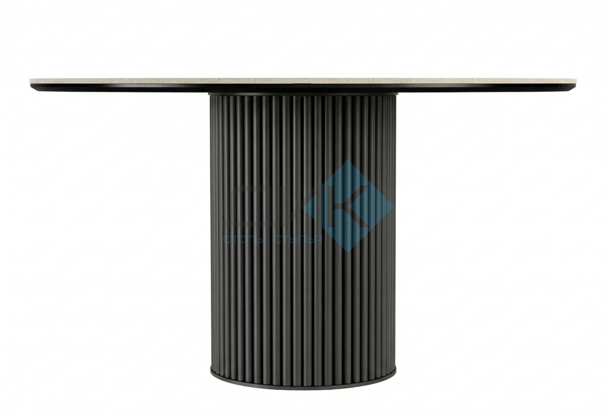 Стол DikLine AKR120 Керамика Krater Perla (бежевый матовый)/подстолье черное/опоры черные (2 уп.),