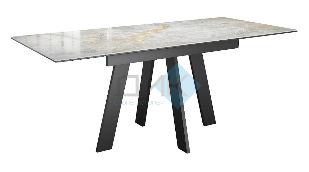 Стол DikLine SKM120 Керамика Titanium Silver River Polished/подстолье черное/опоры черные