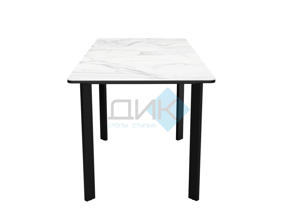 Стол DikLine LK110 Керамика Белый мрамор/подстолье черное/опоры черные
