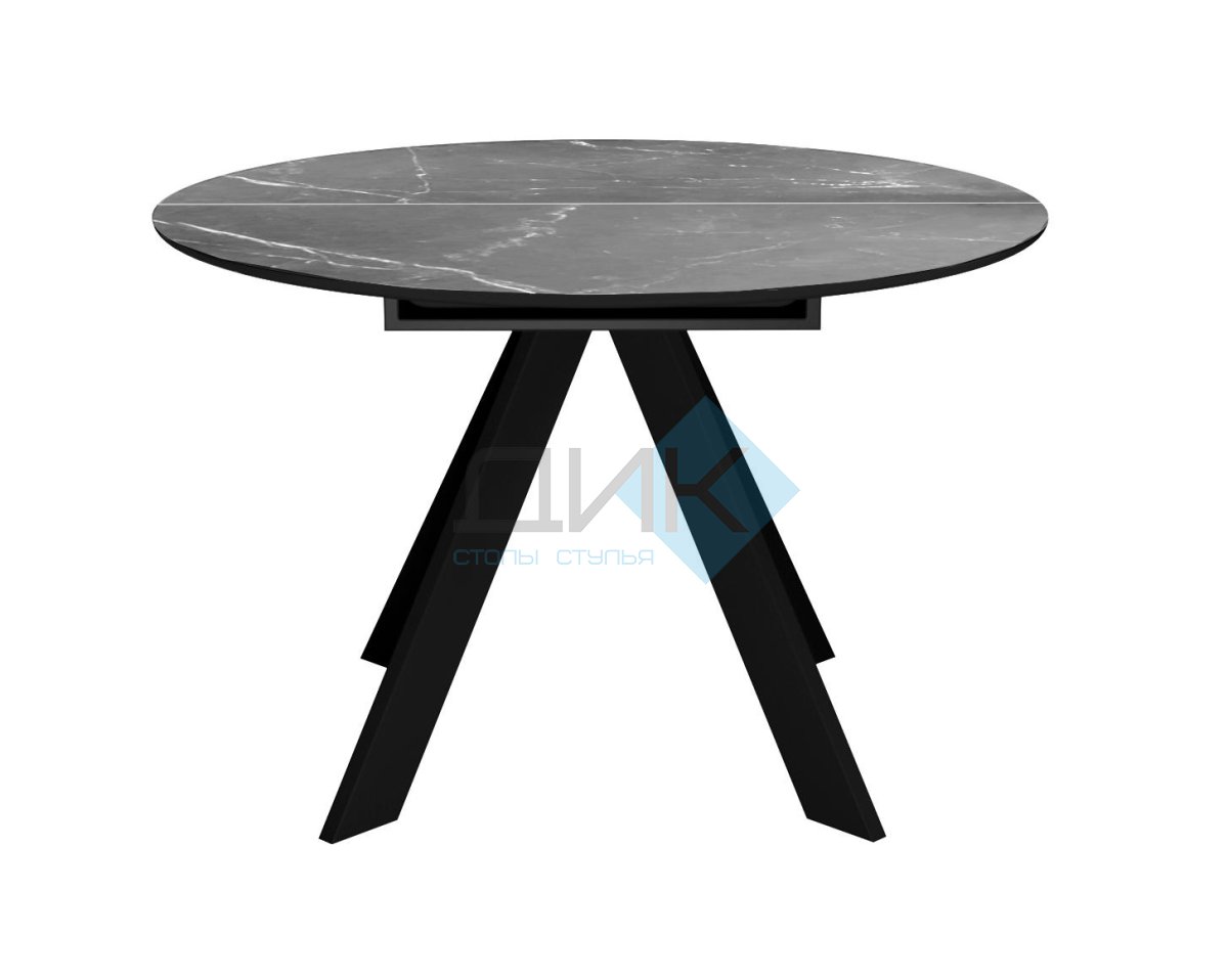 Стол DikLine SKC90 d900 Керамика Серый мрамор/подстолье черное/опоры черные