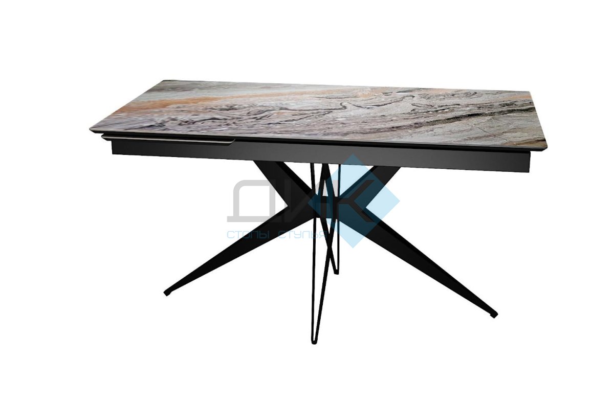 Стол DikLine DKS140 керамика Venetian Brown Light глянец, подстолье черное, опоры черные (2уп.)