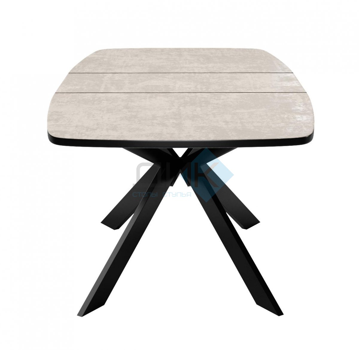 Стол DikLine B140 хромикс белый/ опоры черные