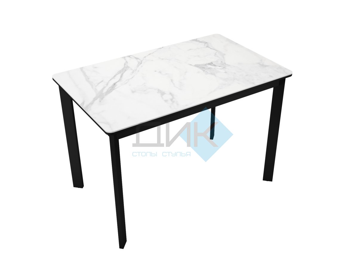 Стол DikLine LK110 Керамика Белый мрамор/подстолье черное/опоры черные