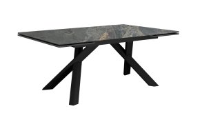 Стол DikLine DKX140 керамика Nebula Gold (мрамор глянец серый), подстолье черное, опоры черные (2уп.)