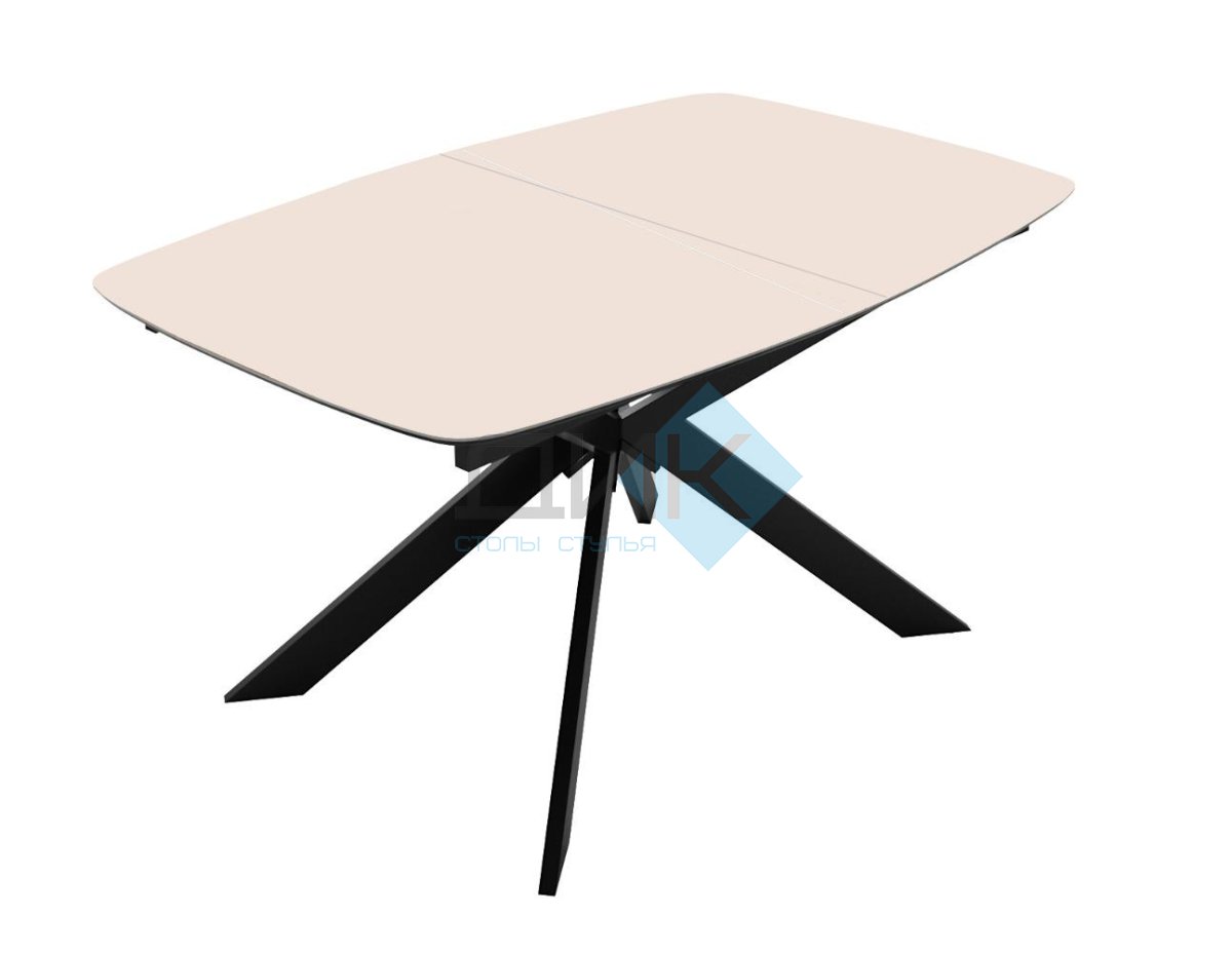 Стол DikLine BK140 керамика Krater Perla (бежевый матовый), подстолье черное, опоры черные