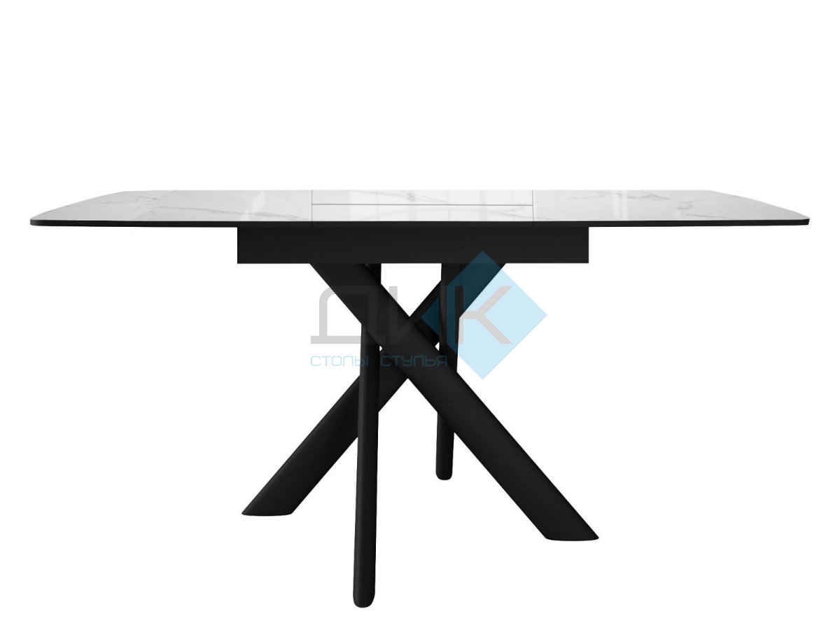 Стол DikLine DKB110, Керамика Carrara Gloss (мрамор глянец белый)/подстолье черное/опоры черные