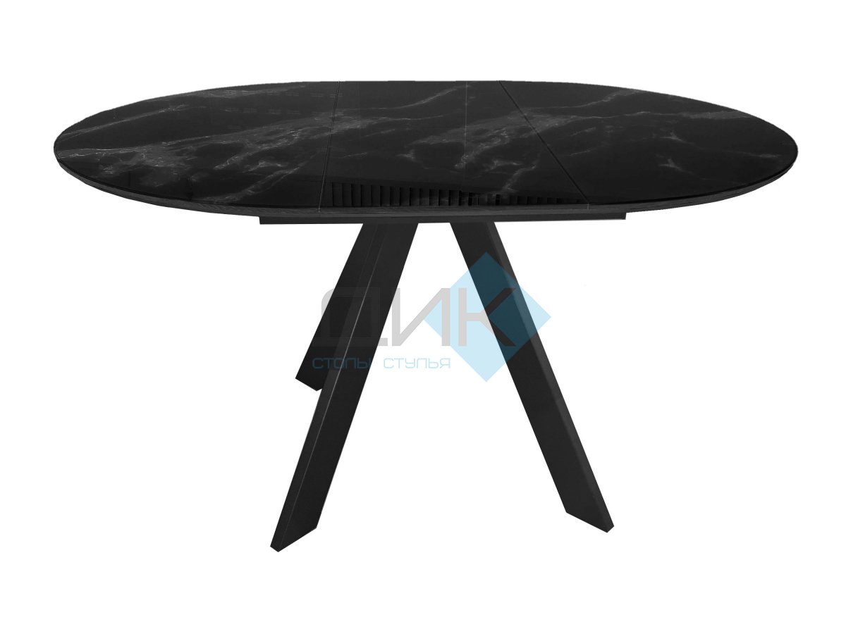 Стол DikLine SFC110 d1100 стекло Оптивайт Черный мрамор/подстолье черное/опоры черные