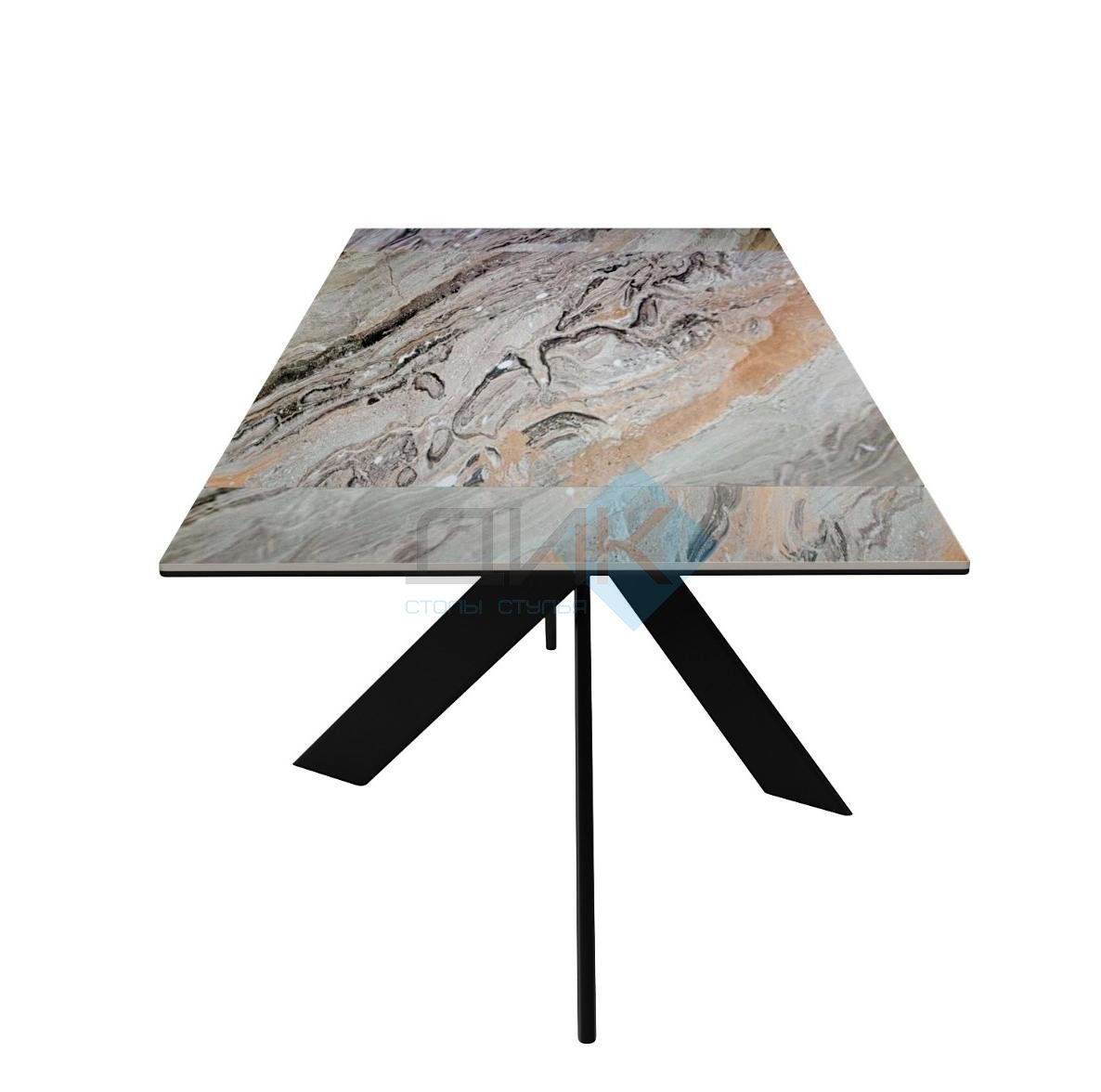 Стол DikLine EKX180, Керамика Venetian Brown Light глянец (К4), опоры черные (2 уп.)