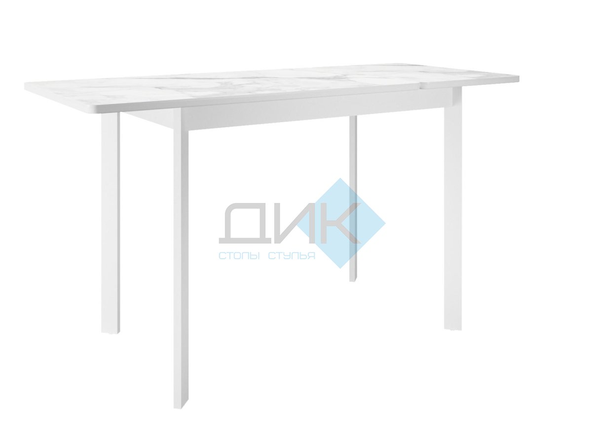 Стол DikLine LK90 Керамика Белый мрамор/подстолье белое/опоры белые