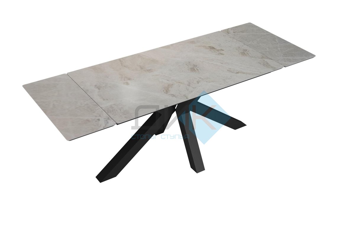 Стол DikLine SFE140 Керамика Italian Grey (глянец серый)/подстолье черное/опоры черные (2 уп.)