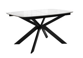 Стол DikLine BK140 керамика Carrara Gloss (мрамор глянец белый), подстолье черное, опоры черные