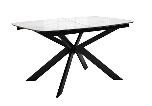 Стол DikLine BK140 керамика Carrara Gloss (мрамор глянец белый), подстолье черное, опоры черные