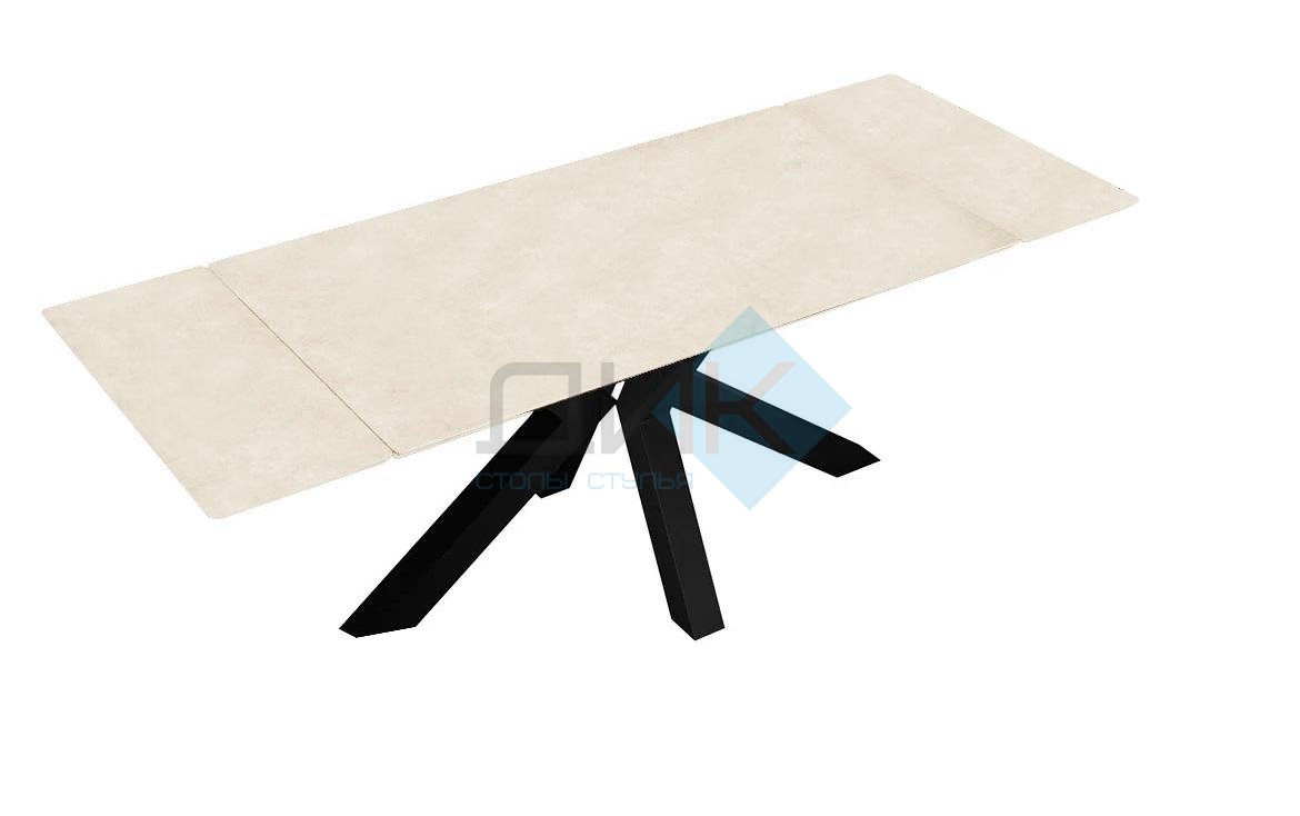 Стол DikLine SFE140 Керамика Krater Perla (бежевый матовый)/подстолье черное/опоры черные (2 уп.)