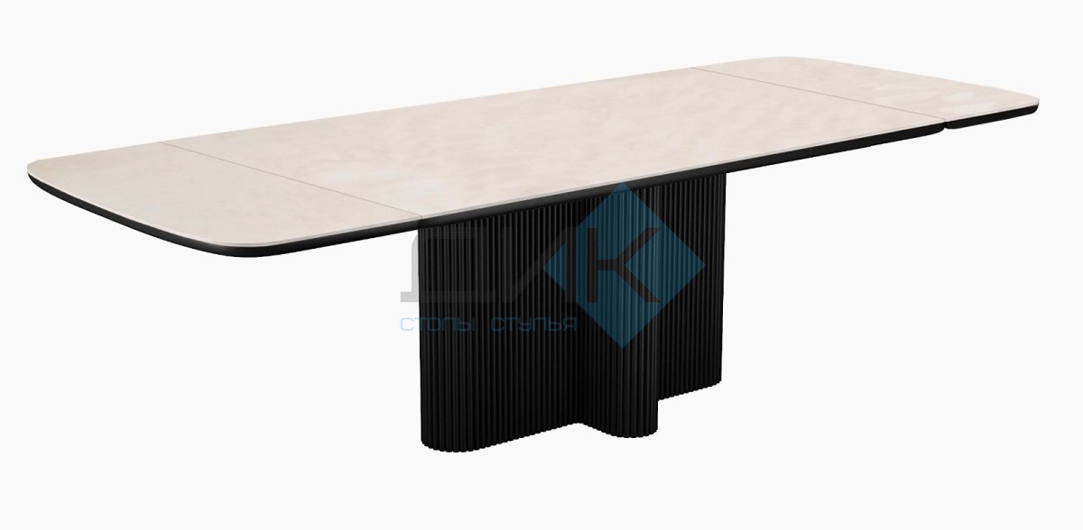 Стол DikLine DKO160 Керамика Krater Perla (бежевый матовый)/подстолье черное/опоры черные (2 уп.)