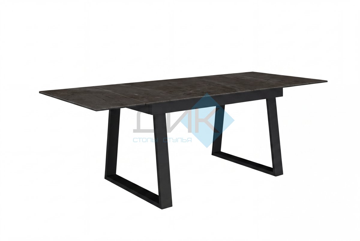 Стол DikLine DKZ160 Керамика Tundra Gris (темно-серый суперглянец)/подстолье черное/опоры черные (2 уп.)