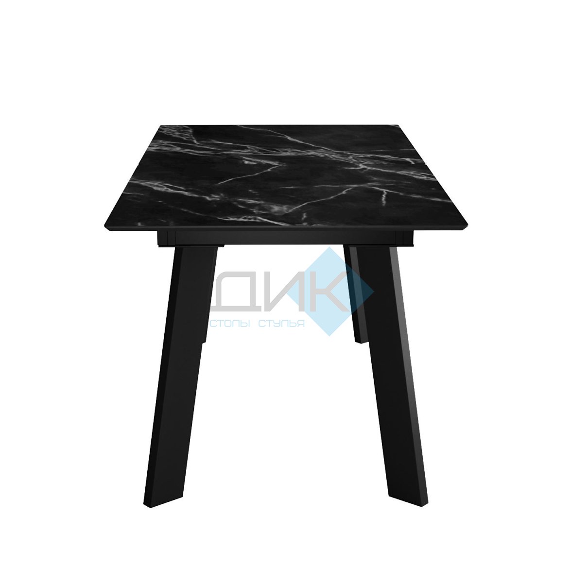 Стол DikLine DKH160, керамика 160(200)х90, мрамор черный матовый, опоры черные (2 уп.)