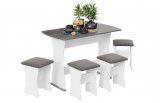Обеденная группа тип 1 (Белый/Ателье темный/Искусственная замша Stone)