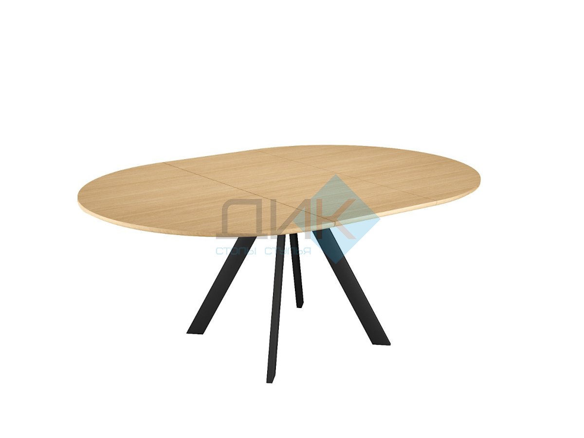 Стол DikLine RD120 Дуб Каселла натуральный/опоры черные